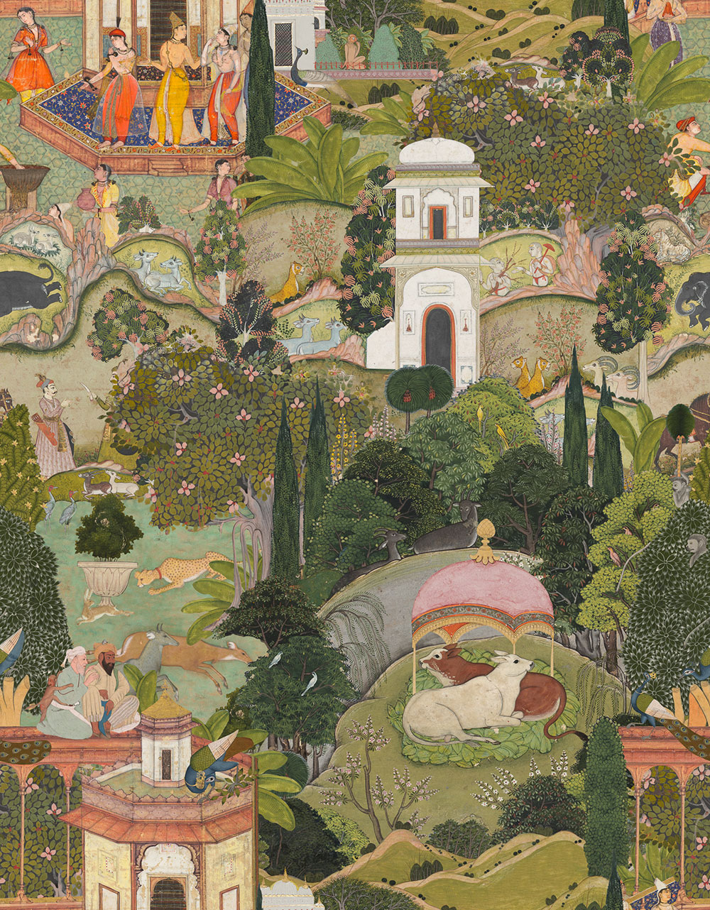 Gardens of Jaipur Mural - Taupe/Green/Brown - by Mind the Gap