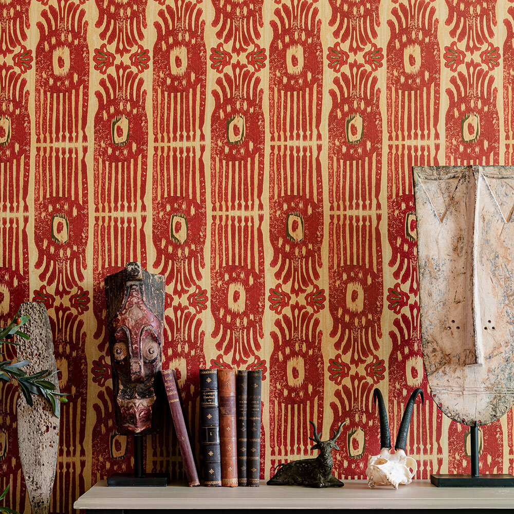 Tribal Ikat Wallpaper - Lava Red - by Mind the Gap
