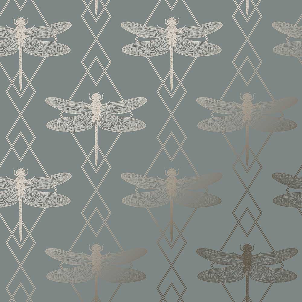 Dragonfly Wallpaper - Dusty Green - by Albany
