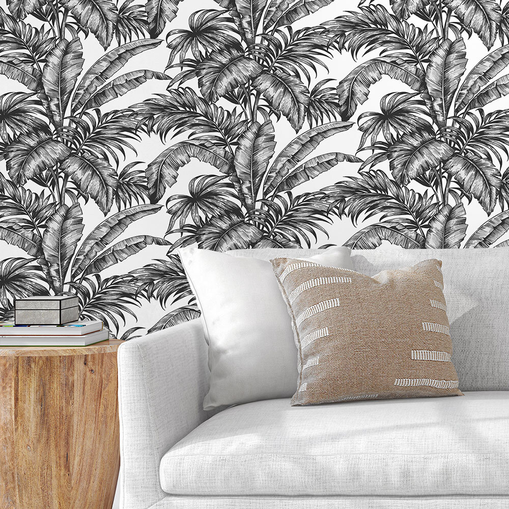 Palm Wallpaper - Black/White - by NextWall