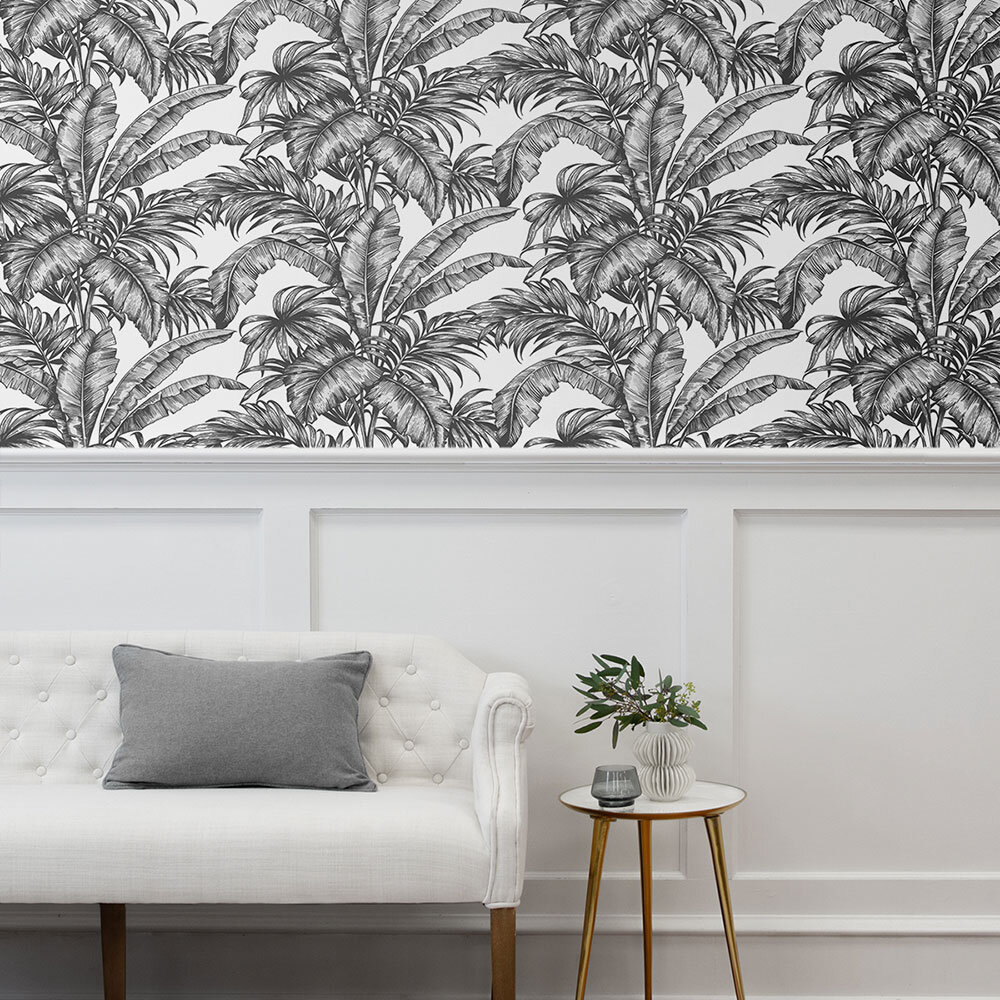 Palm Wallpaper - Black/White - by NextWall