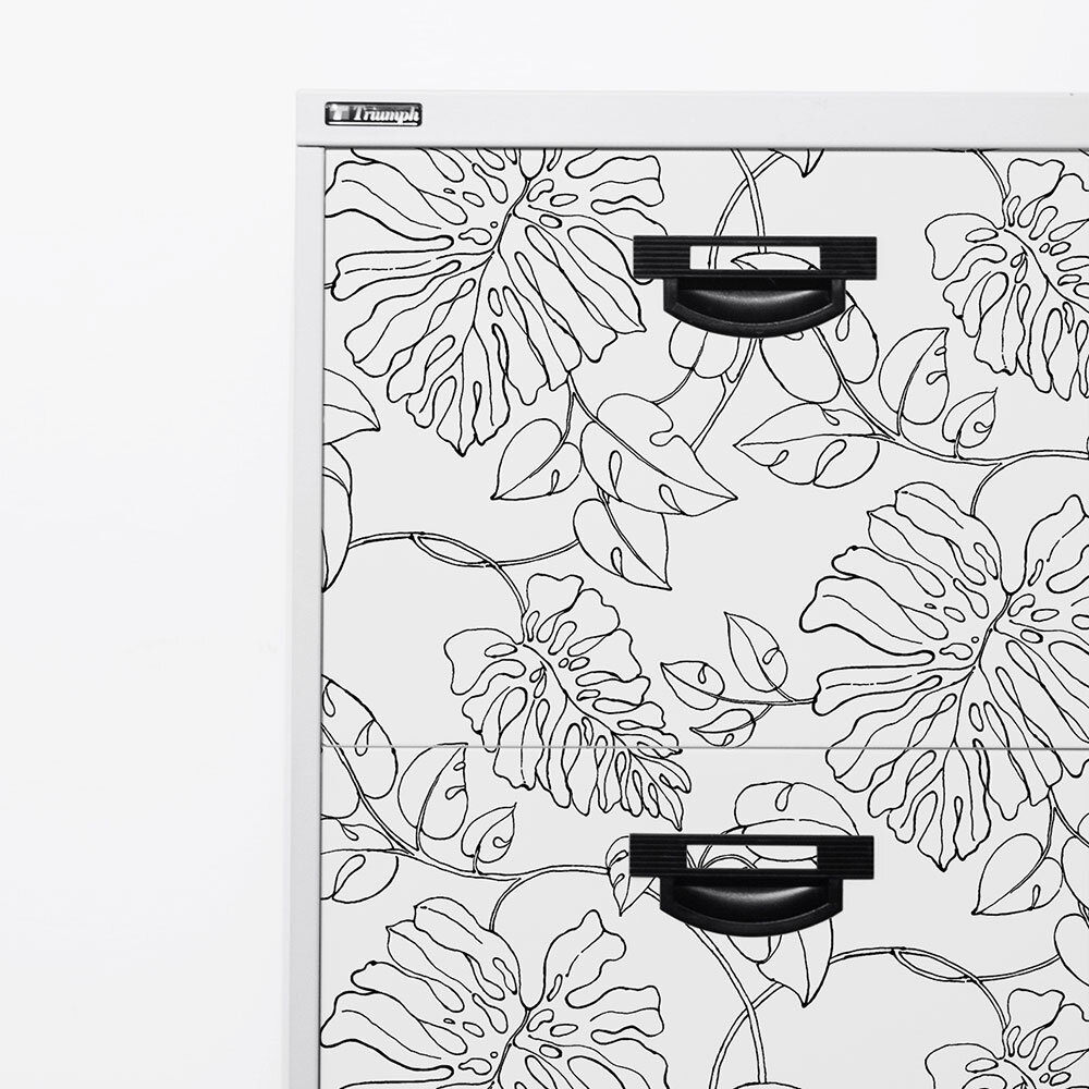 Linear Leaf Wallpaper - Black/White - by NextWall