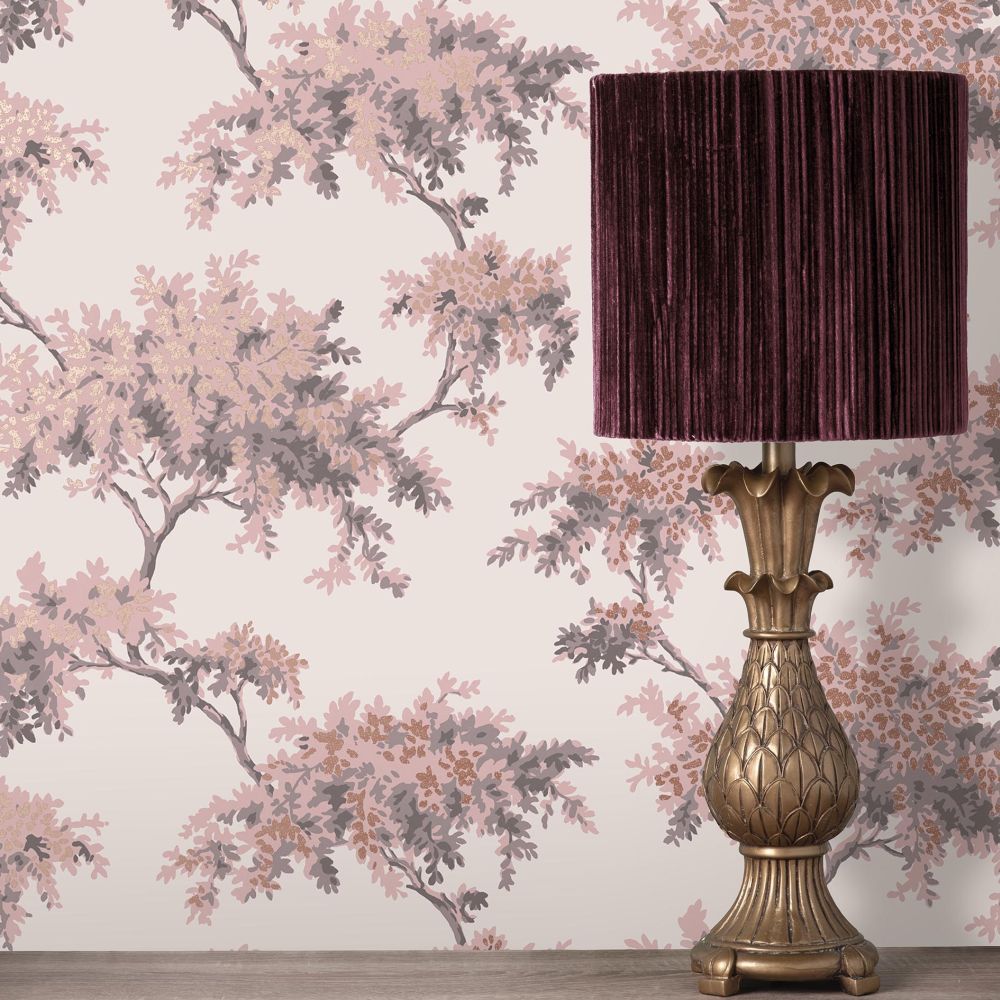 Tree Wallpaper - Pink - by Crown
