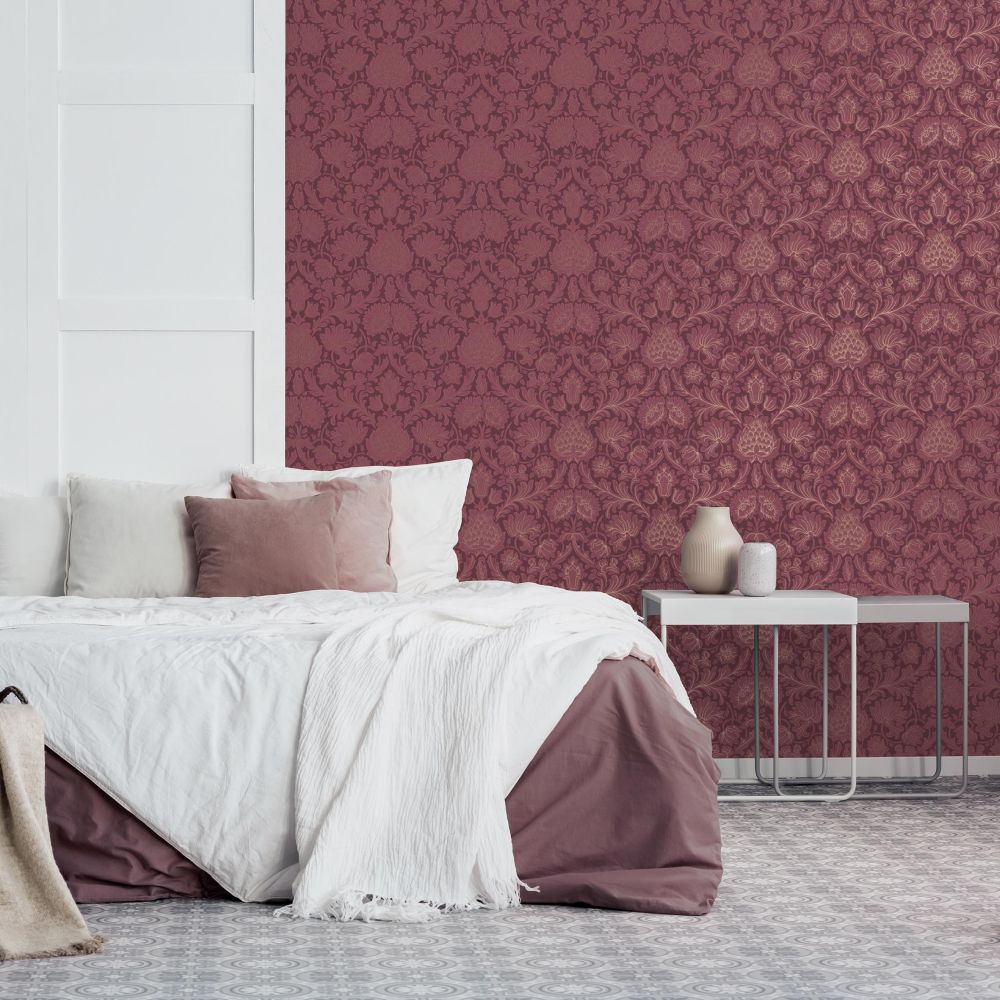 Damask Wallpaper - Red - by Crown