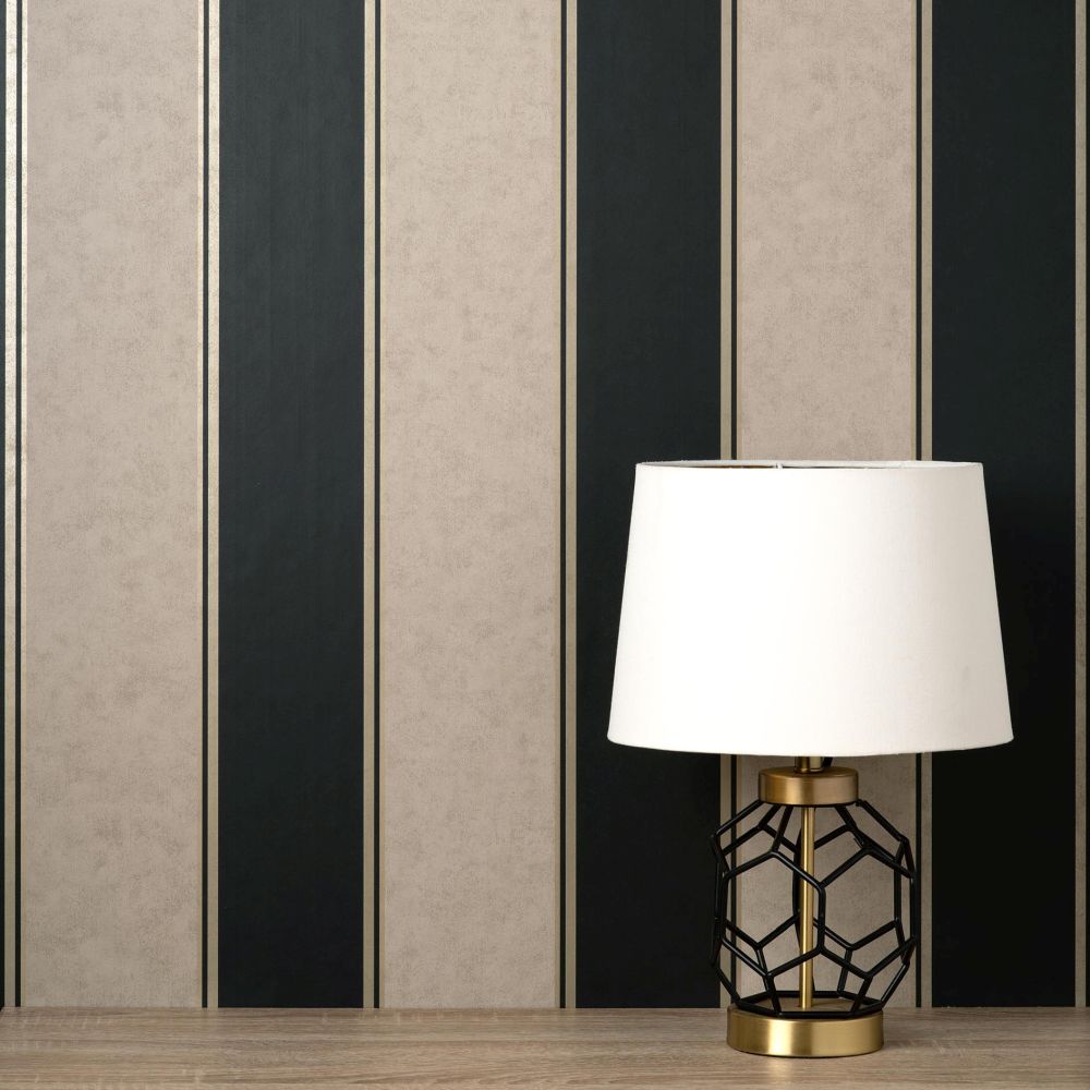 Stripe Wallpaper - Black - by Crown