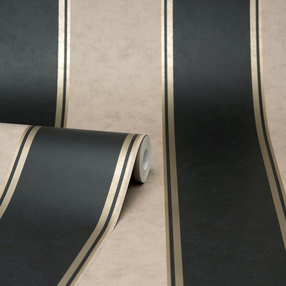 Stripe Wallpaper - Black - by Crown