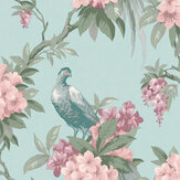 Golden Pheasant Wallpaper - Duck Egg - by Crown. Click for more details and a description.