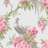 Golden Pheasant Wallpaper - Grey / Pink - by Crown. Click for more details and a description.