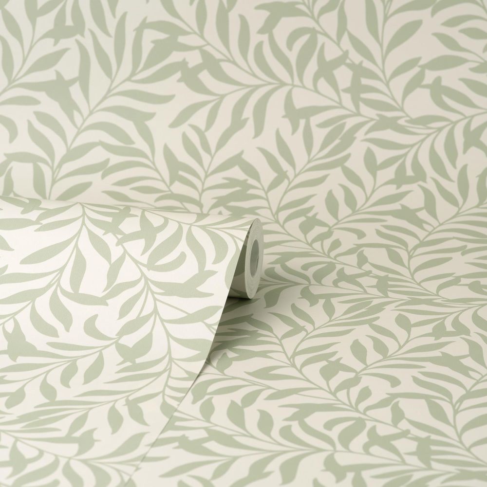 Salix Leaf Wallpaper - Sage - by Crown