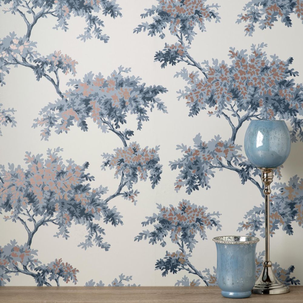 Tree Wallpaper - Dark Blue - by Crown