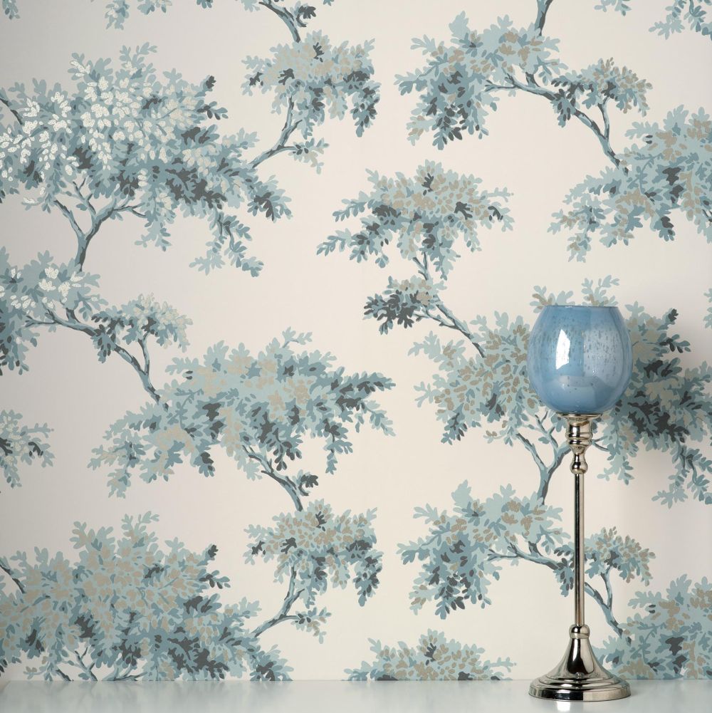 Tree Wallpaper - Teal - by Crown