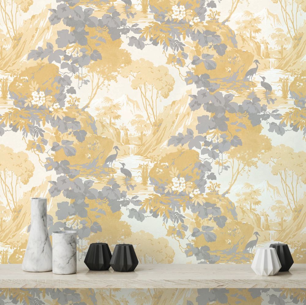 Tranquil Wallpaper - Yellow - by Crown