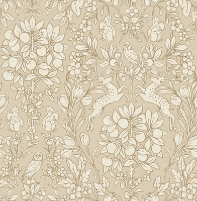 CROWN M1168 FLORAL ARCHIVES WOODLAND WALLPAPER GREY 
