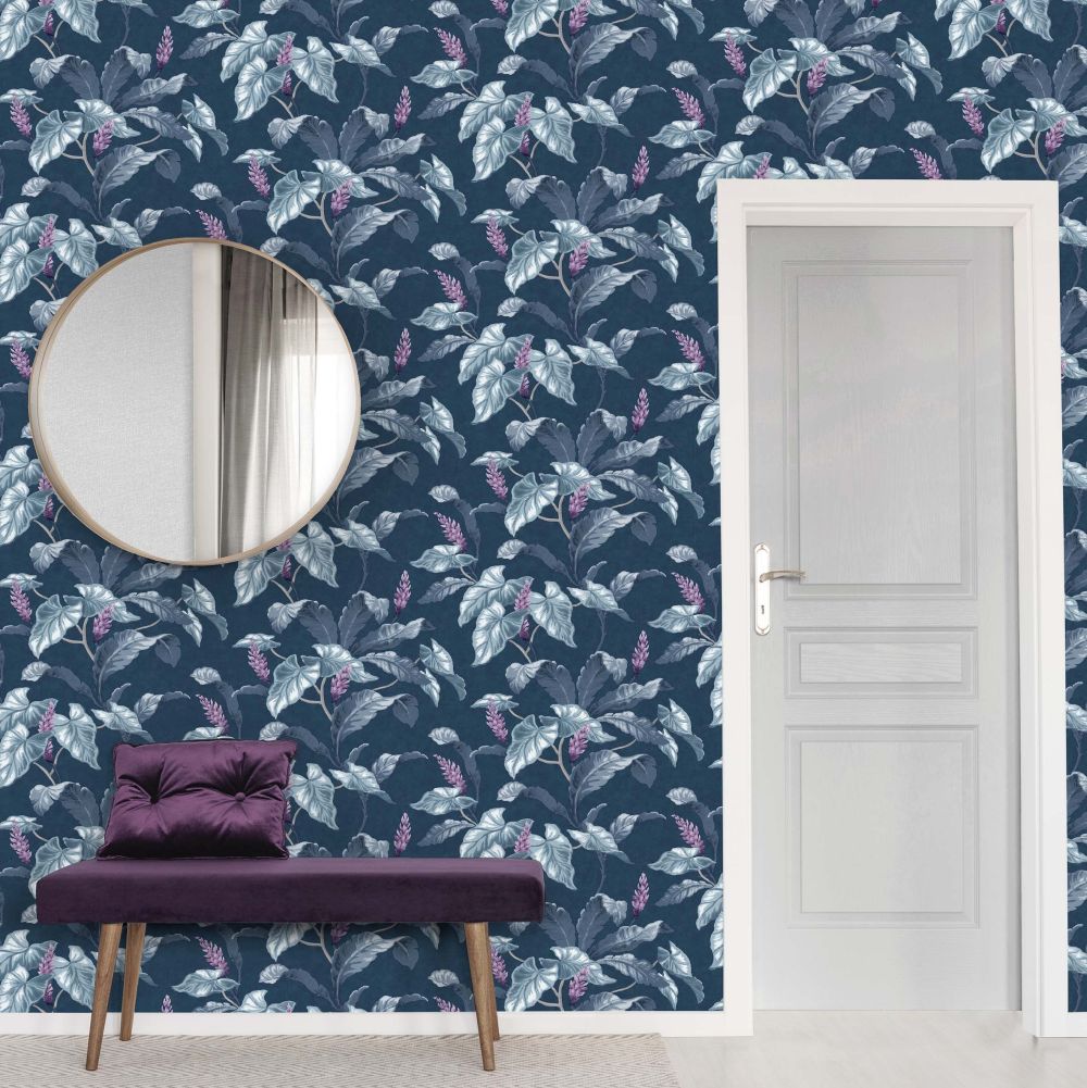 Meridian Parade Wallpaper - Navy - by Crown