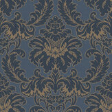 Grand Damask Wallpaper - Blue - by Crown. Click for more details and a description.