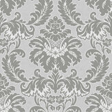 Grand Damask Wallpaper - Grey - by Crown. Click for more details and a description.