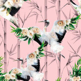 Cranes Wallpaper - Pink - by Lola Design. Click for more details and a description.