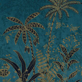 Panoramique Under the Palms  - Bleu sarcelle / or - Albany. Cliquez pour en savoir plus et lire la description.