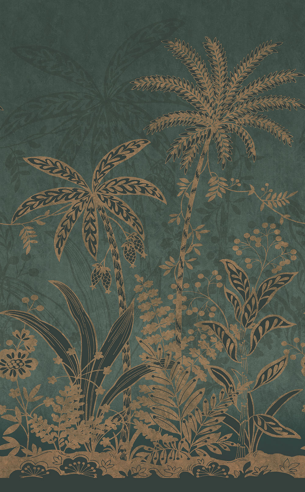 Under the Palms  Mural - Khaki Green/Gold - by Albany