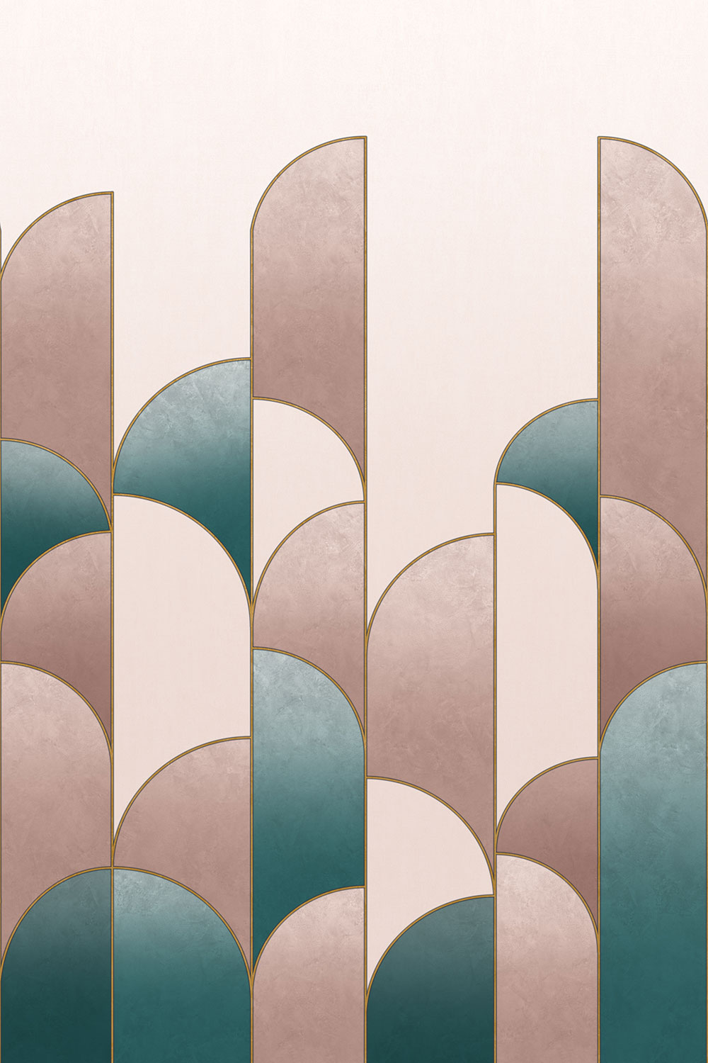 Art Deco Arches Mural - Pink/Teal - by Albany