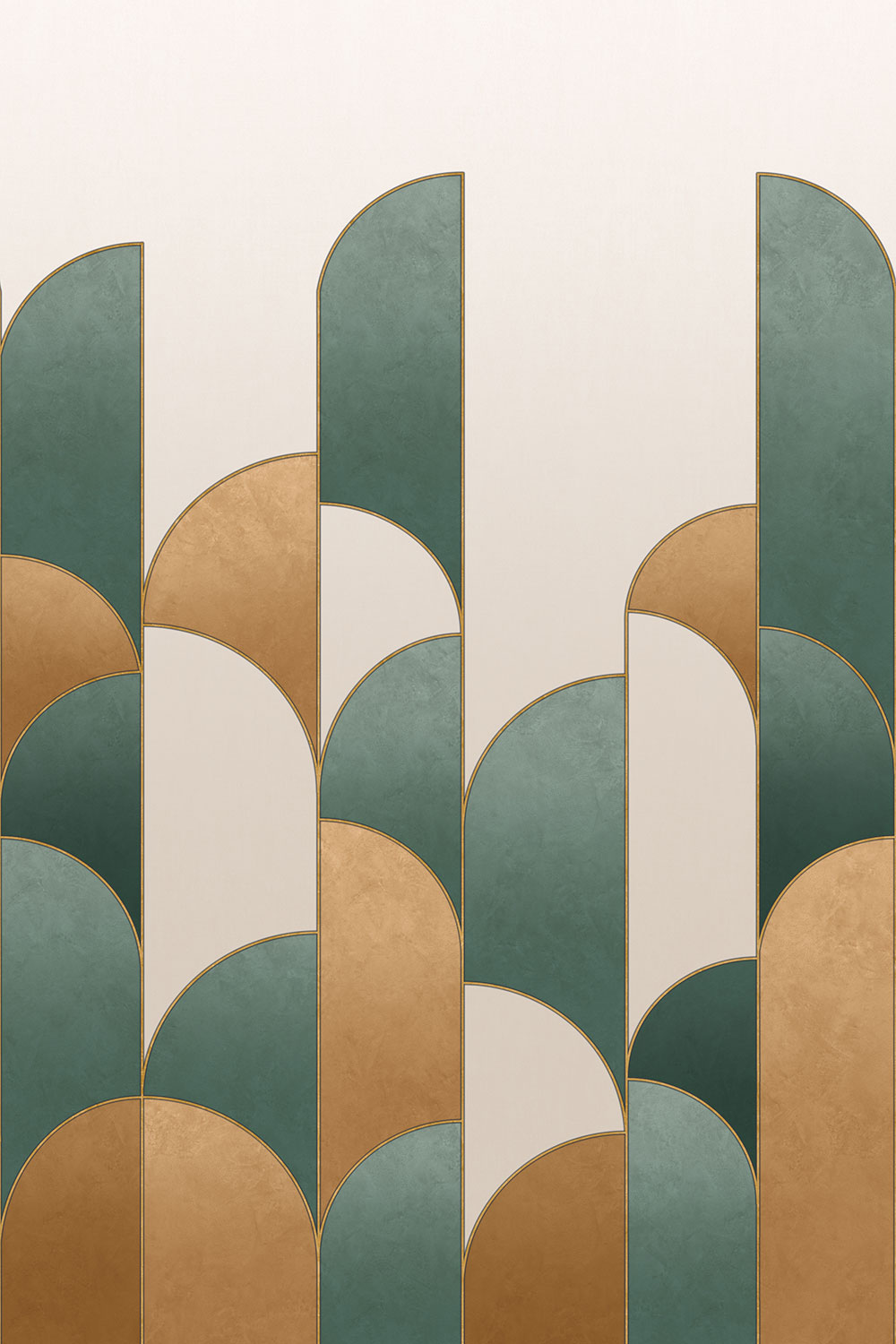 Art Deco Arches Mural - Emerald Green - by Albany