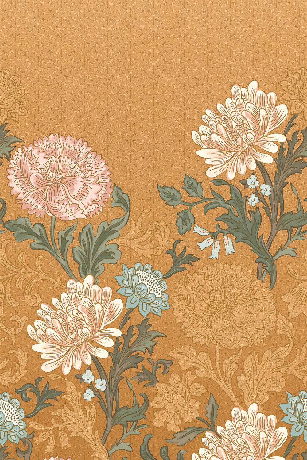 Classic Flora Mural - Burnt Orange - by Albany