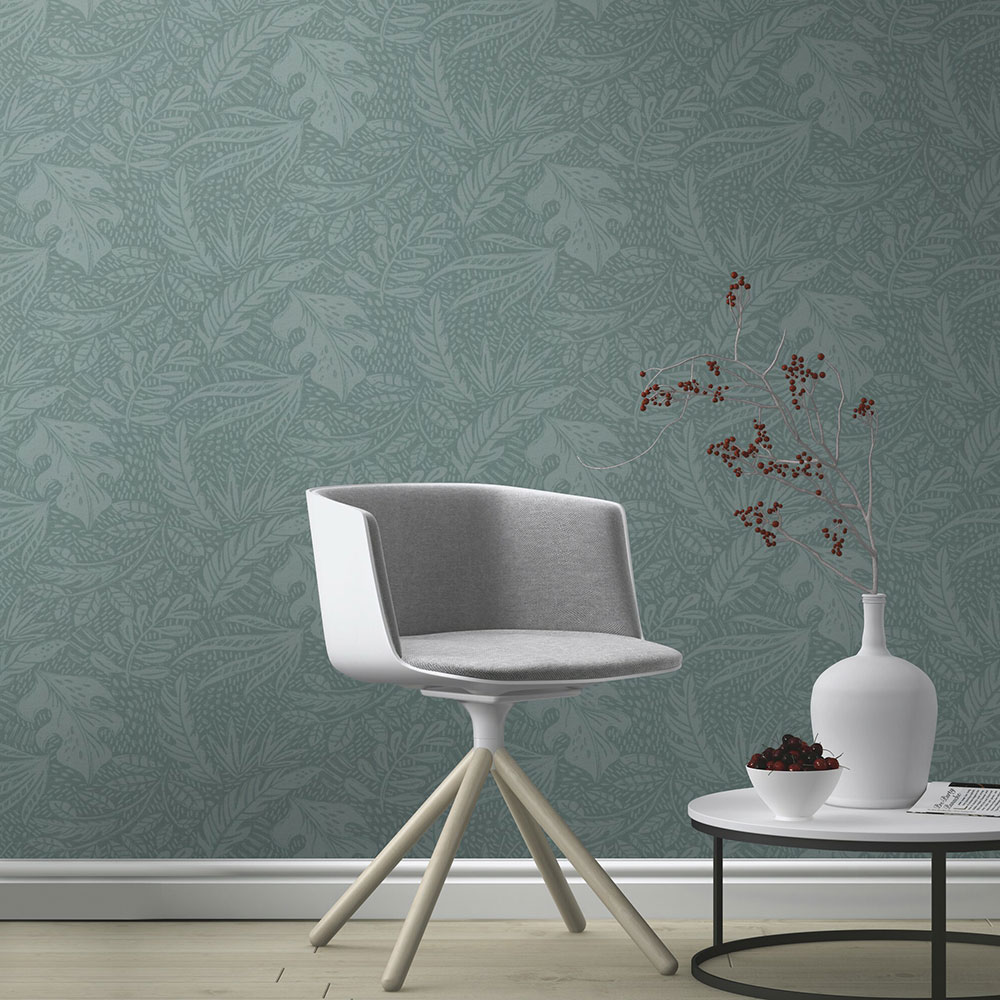Leaf Block Wallpaper - Slate Grey - by Albany