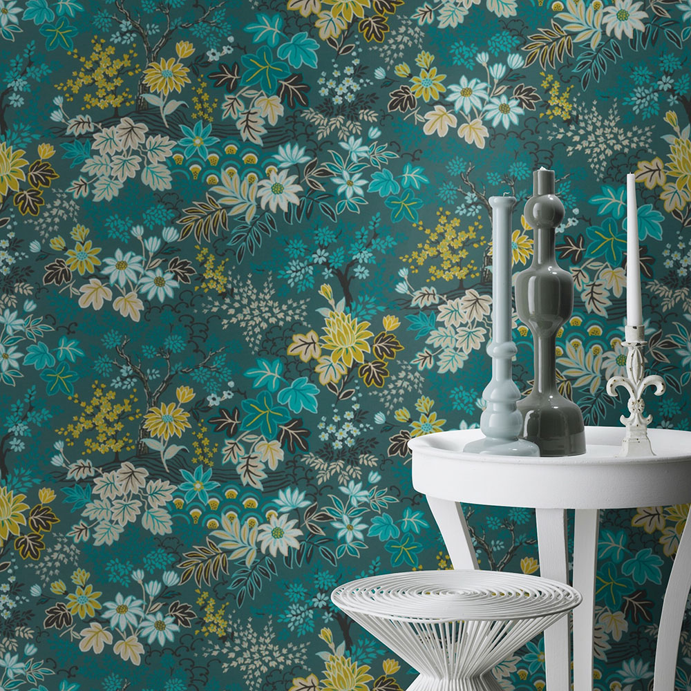 Spring Floral Wallpaper - Blue - by Albany