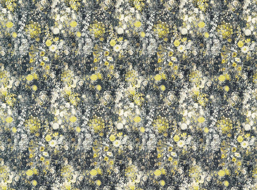 Rosedene Fabric - Charcoal/ Chartreuse - by Studio G