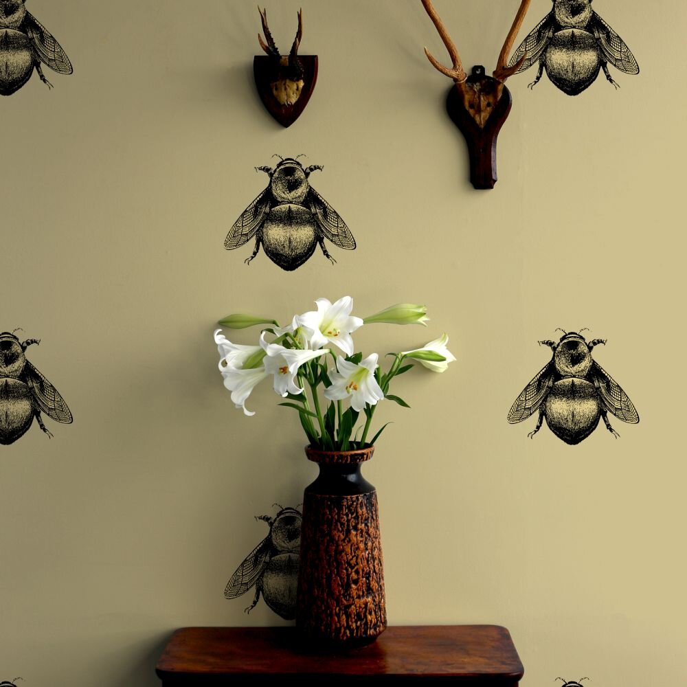 Napoleon Bee Wallpaper - Gold - by Timorous Beasties
