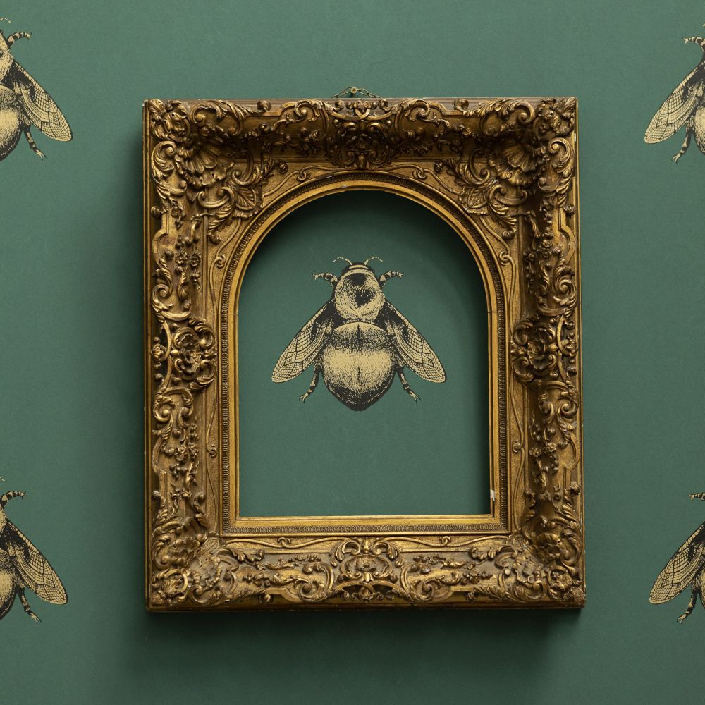 Napoleon Bee Wallpaper - Sea Green - by Timorous Beasties