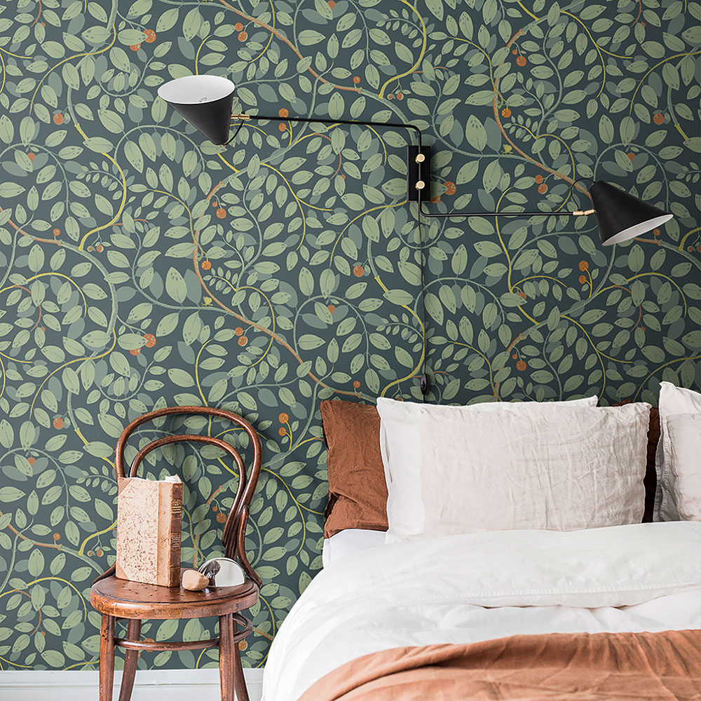 Kirke Wallpaper - Green - by Galerie