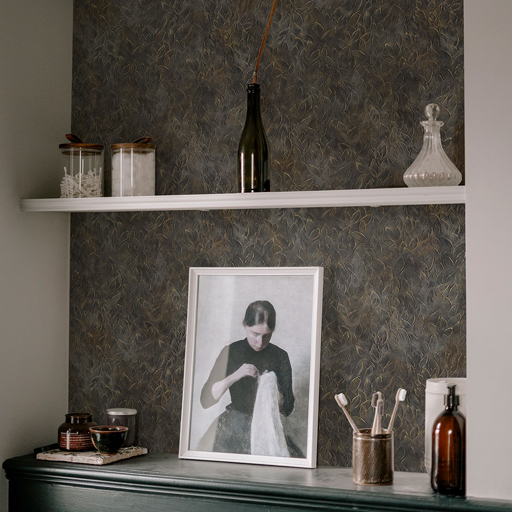 Rob Leaves Wallpaper - Quartz - by Coordonne