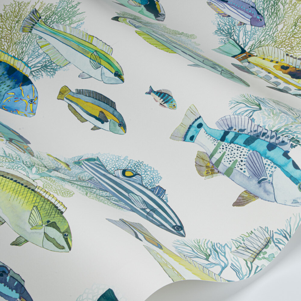 Fidji Wallpaper - Aqua - by Manuel Canovas