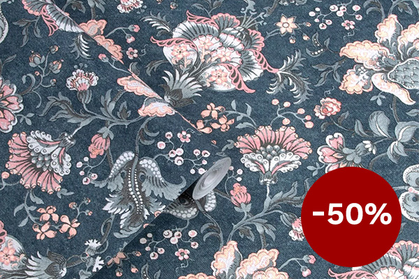 Portia  Wallpaper - Dark Seaspray - by Laura Ashley
