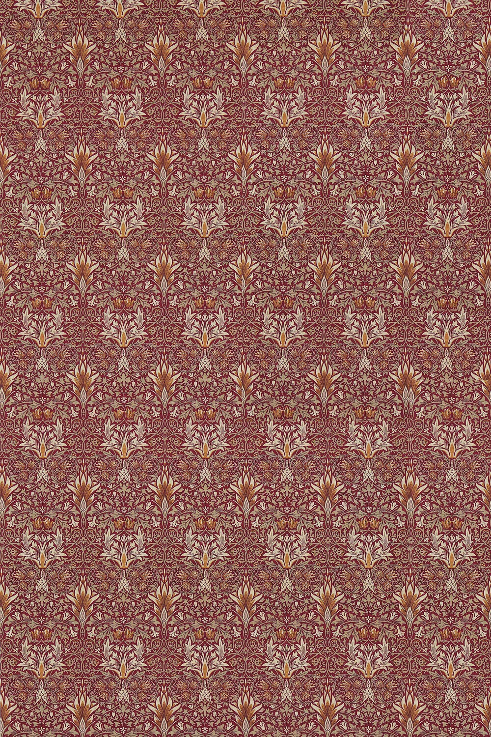 Snakeshead Fabric - Claret / Gold - by Morris