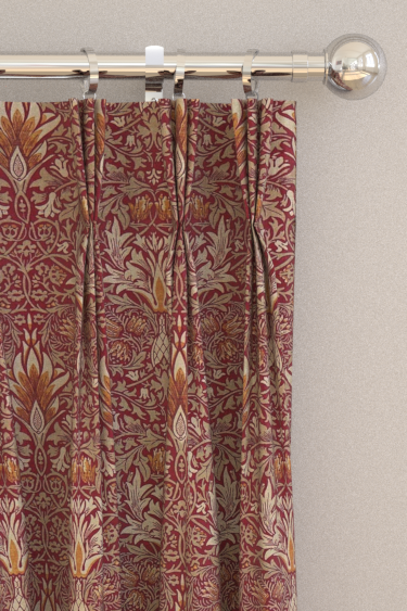 Snakeshead Curtains - Claret / Gold - by Morris. Click for more details and a description.