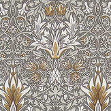 Snakeshead Fabric - Pewter / Gold - by Morris. Click for more details and a description.