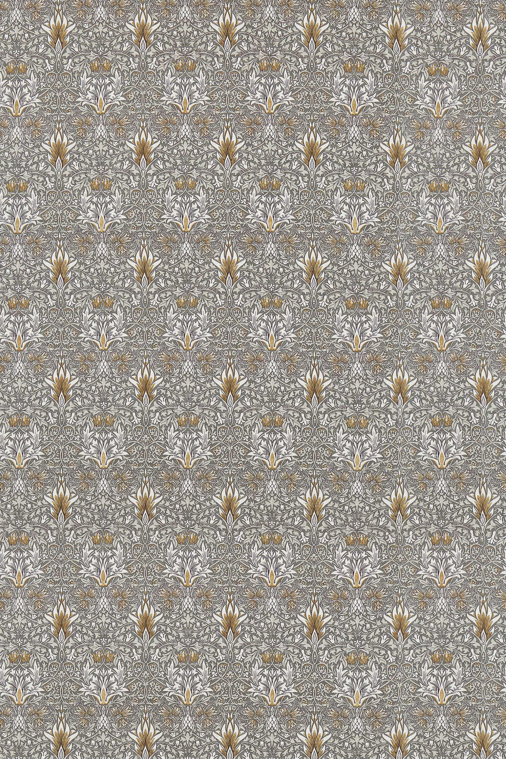 Snakeshead Fabric - Pewter / Gold - by Morris