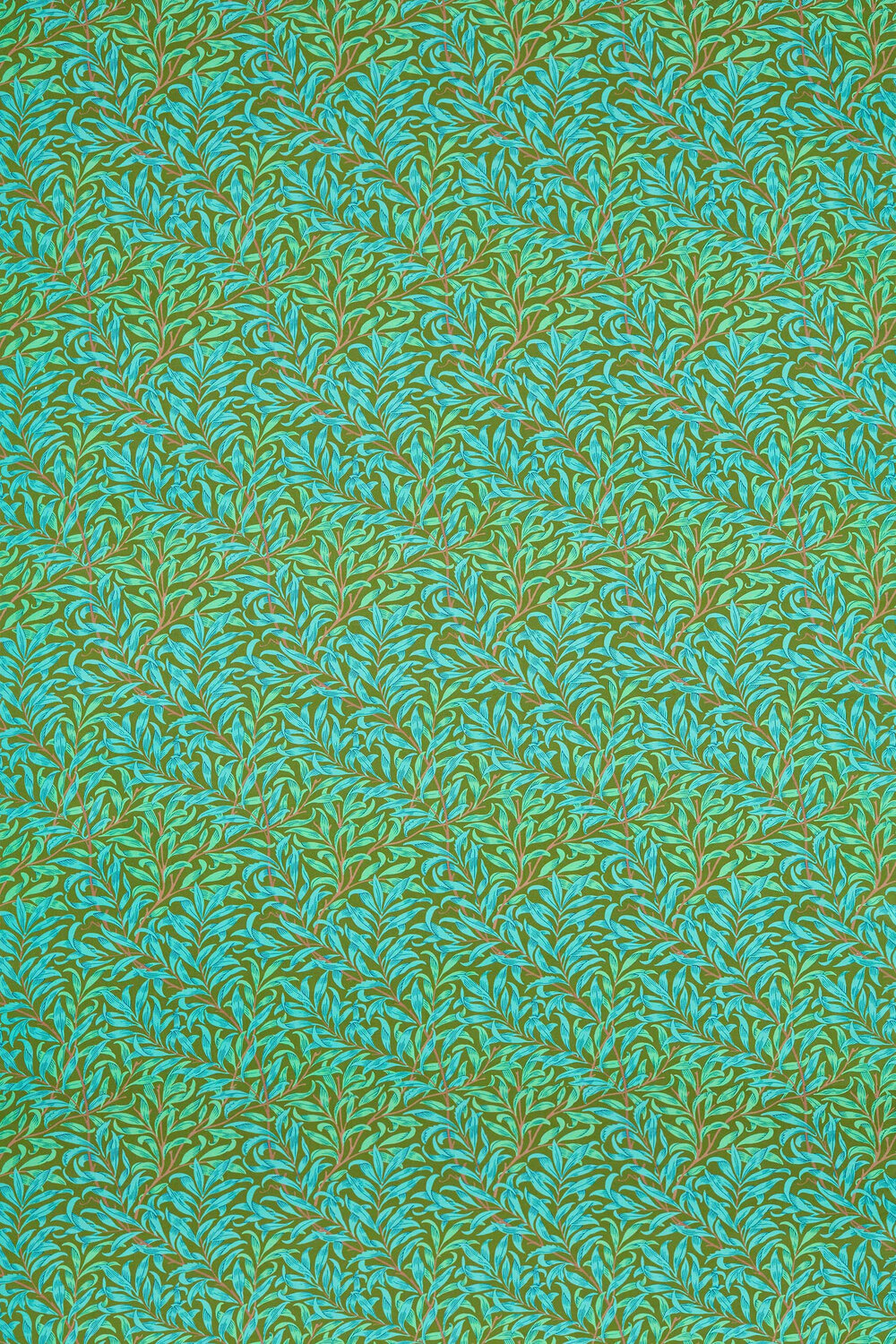 Willow Bough Fabric - Olive / Turquoise - by Morris