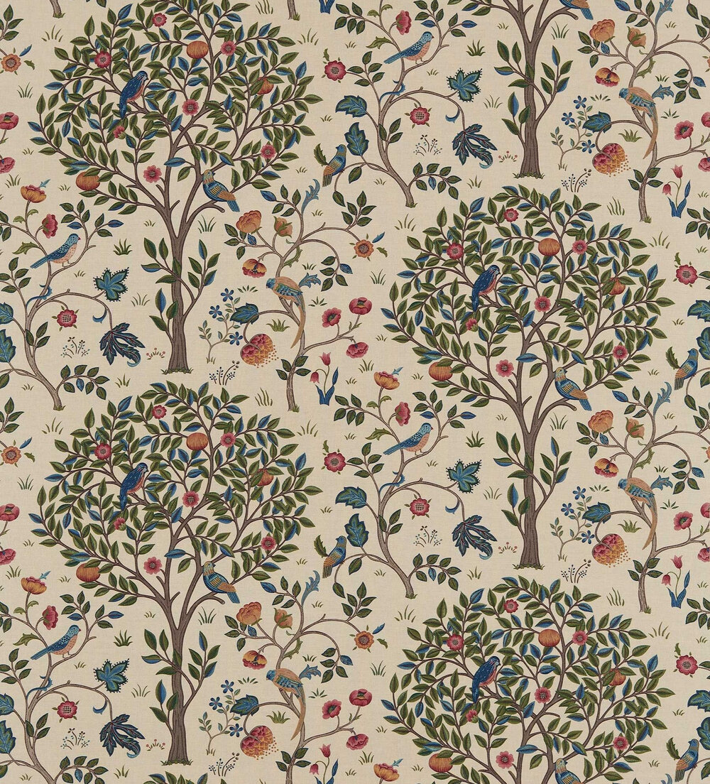 Kelmscott Tree Fabric - Woad / Wine - by Morris