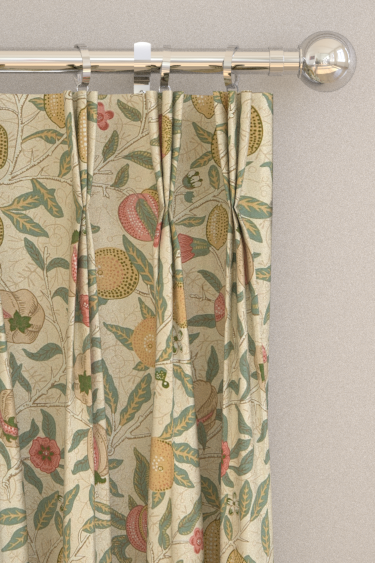 Fruit Curtains - Ivory / Teal - by Morris. Click for more details and a description.