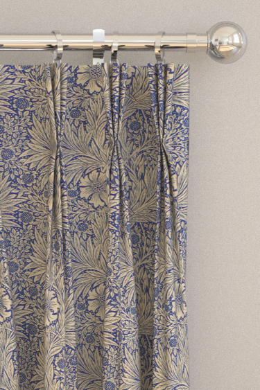 Marigold Curtains - Indigo / Linen - by Morris. Click for more details and a description.