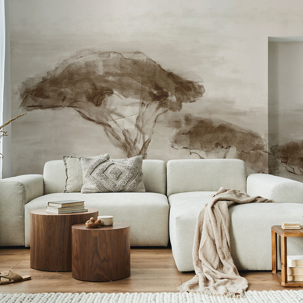 Serengueti Mural - Sepia - by Coordonne