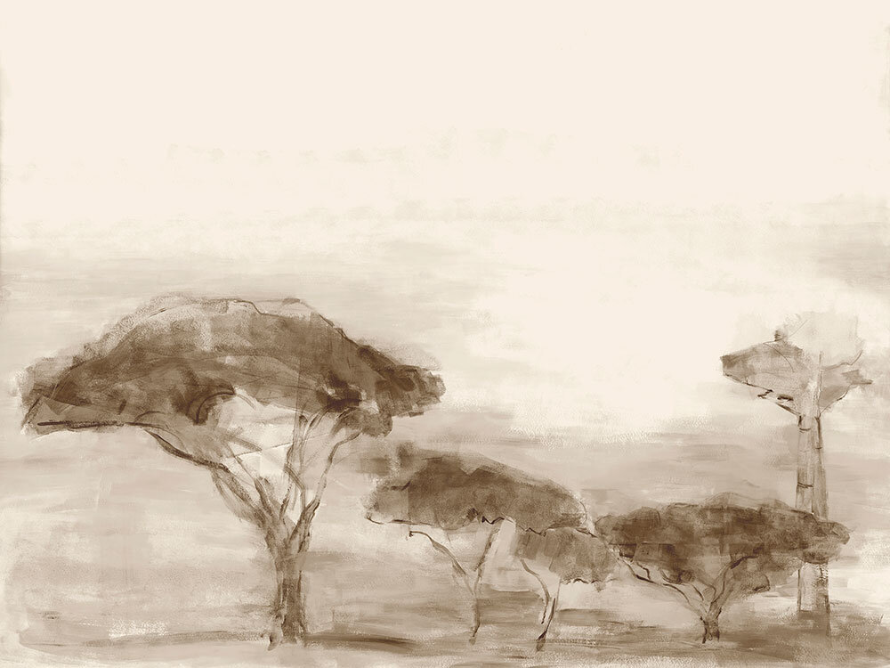 Serengueti Mural - Sepia - by Coordonne