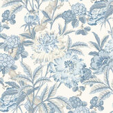Summer Peony Wallpaper - Blue  - by G P & J Baker. Click for more details and a description.
