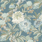 Summer Peony Wallpaper - Denim - by G P & J Baker. Click for more details and a description.