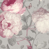 Papier peint Giorgio Floral - Argent pastel / rose - Albany. Cliquez pour en savoir plus et lire la description.