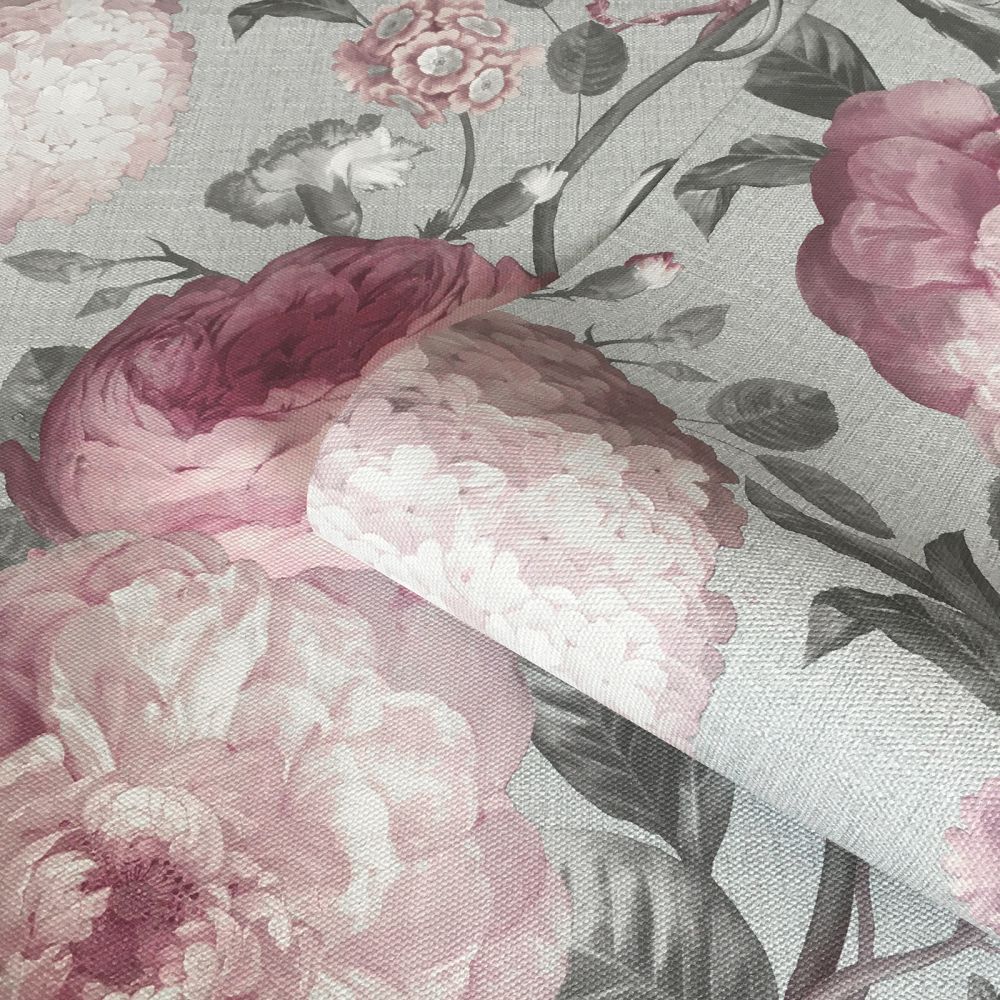 Giorgio Floral Wallpaper - Soft Silver / Pink - by Albany