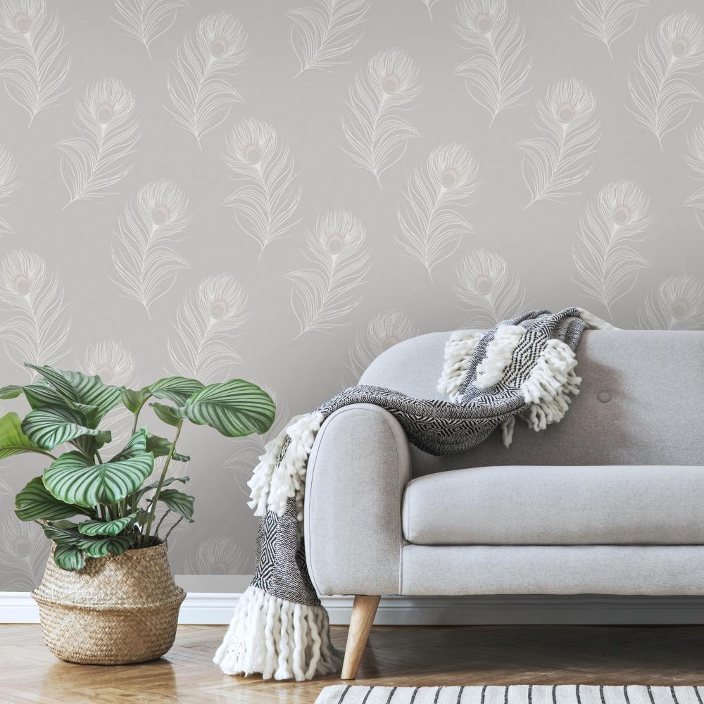 Pavona Wallpaper - Grey - by Albany
